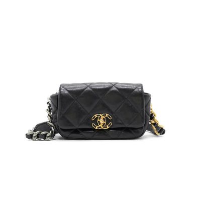 Wholesale Luxury Chanel Lambskin Quilted Chanel 19 Waist Bag As1163 Black