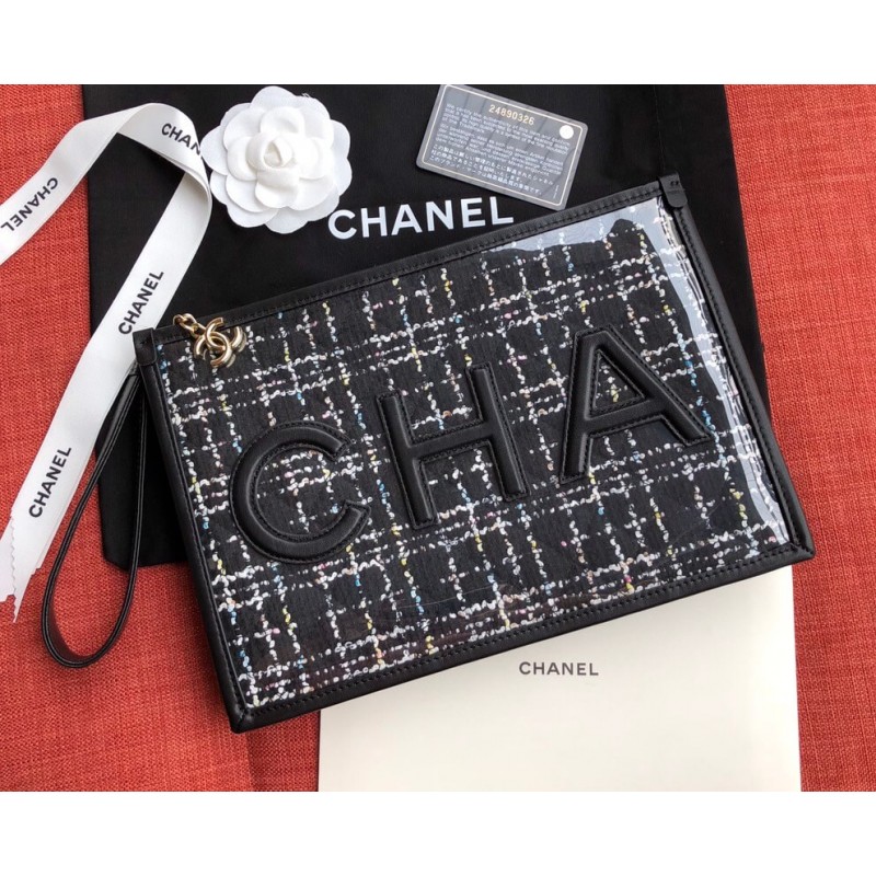 Wholesale Luxury Chanel Large Tweed Pvc Logo Pouches Ap0360 - Image 2