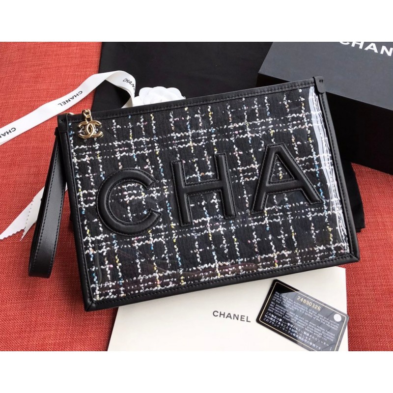 Wholesale Luxury Chanel Large Tweed Pvc Logo Pouches Ap0360 - Image 3