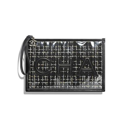 Wholesale Luxury Chanel Large Tweed Pvc Logo Pouches Ap0360