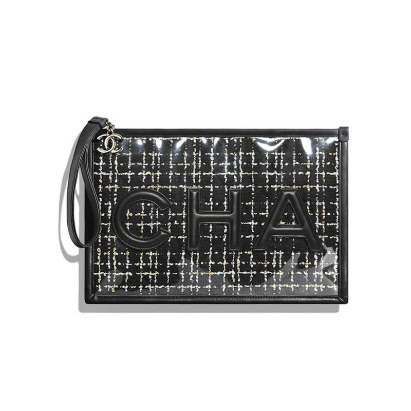 Wholesale Luxury Chanel Large Tweed Pvc Logo Pouches Ap0360