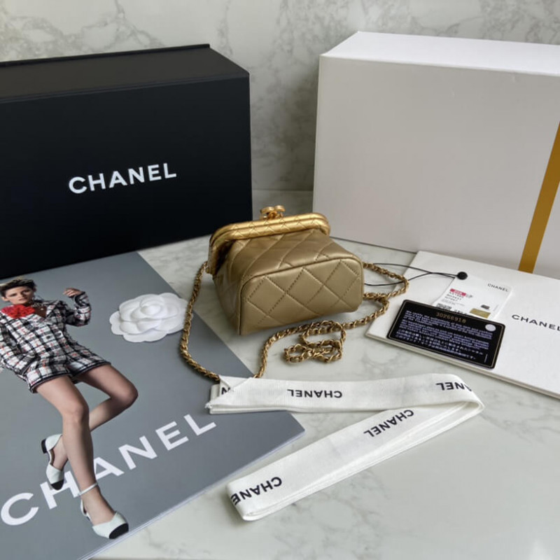 Wholesale Luxury Chanel Small Lambskin Kiss-Lock Bag As1885 - Image 4