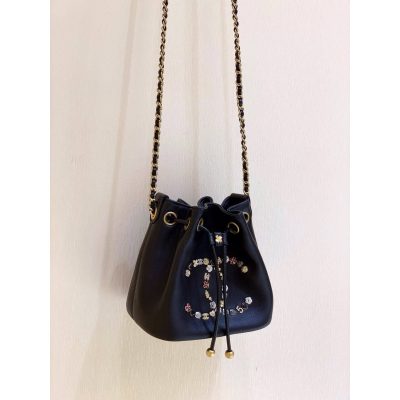 Alternative view of Wholesale Luxury Chanel Studded Cc Detail Drawstring Bucket Bag As1883