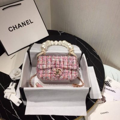 Alternative view of Wholesale Luxury Chanel Tweed Flap Bag With Large Pearl Handle As0593