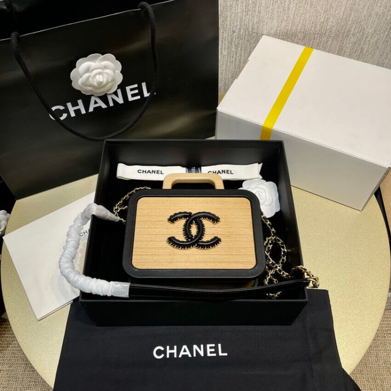 Wholesale Luxury Chanel Vanity Case Beech Wood As2926 Beige Black - Image 3