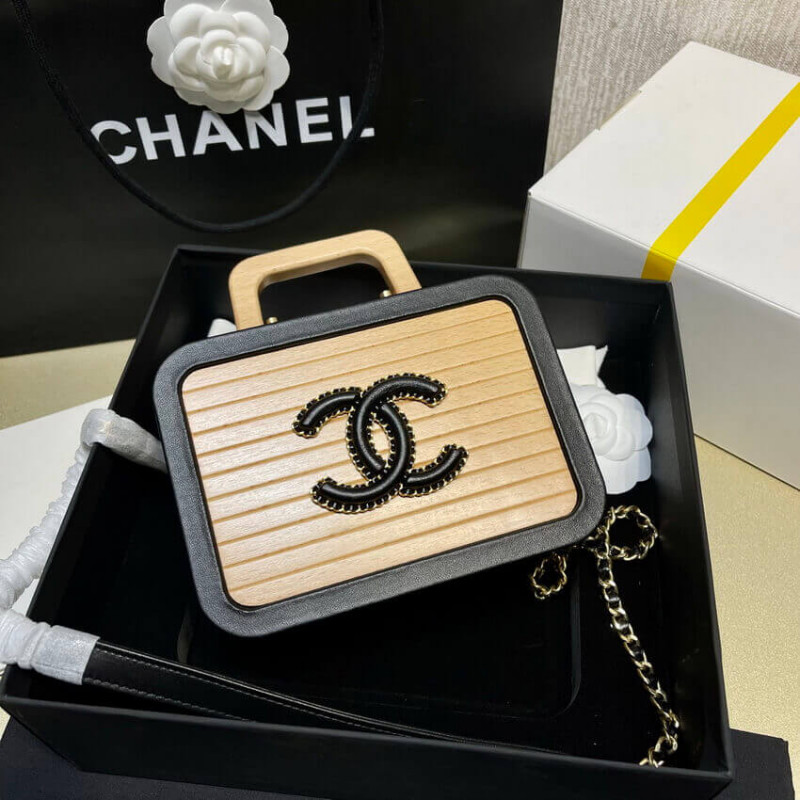 Wholesale Luxury Chanel Vanity Case Beech Wood As2926 Beige Black - Image 4
