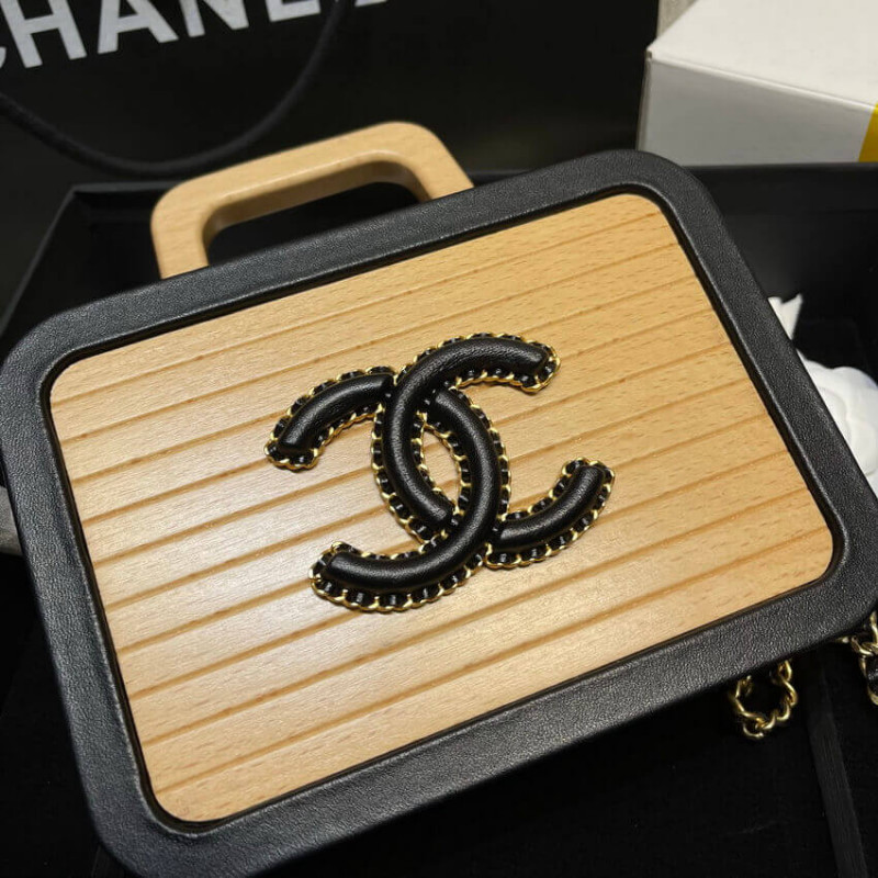 Wholesale Luxury Chanel Vanity Case Beech Wood As2926 Beige Black - Image 5
