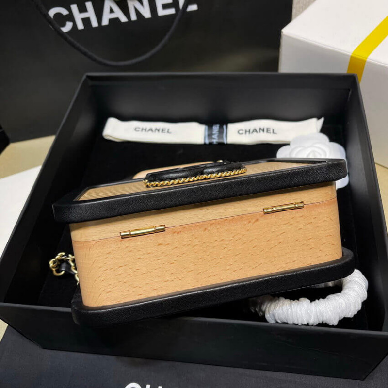 Wholesale Luxury Chanel Vanity Case Beech Wood As2926 Beige Black - Image 8