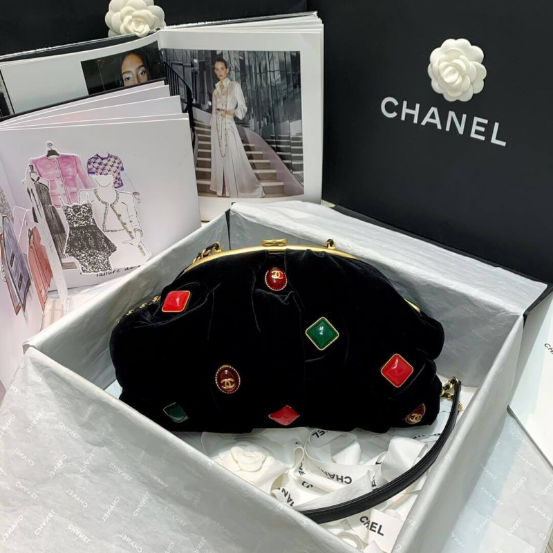Wholesale Luxury Chanel Velvet Clutch With Enamel As2137