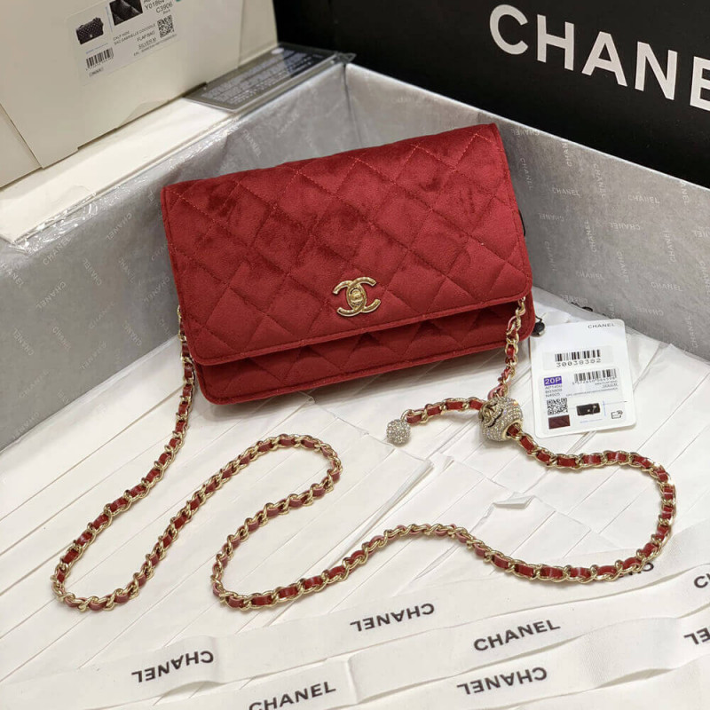 Wholesale Luxury Chanel Woc With Cc Details On Strap Ap1450 In Velvet - Image 8