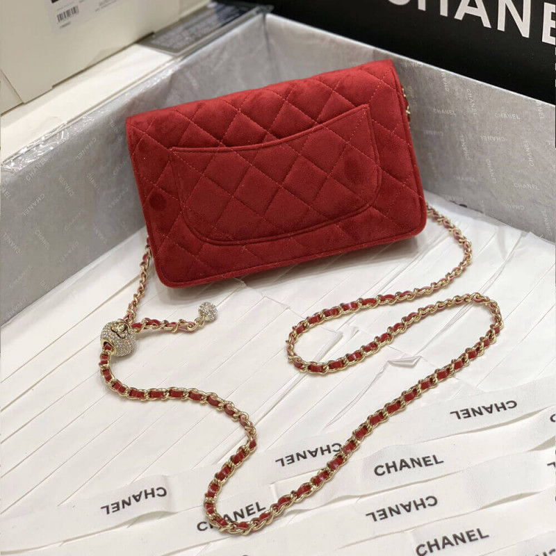 Wholesale Luxury Chanel Woc With Cc Details On Strap Ap1450 In Velvet - Image 9