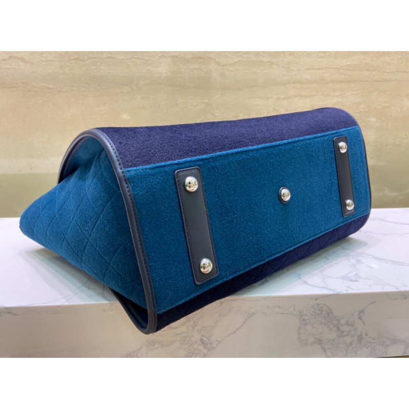 Wholesale Luxury Chanel Wool Felt Deauville Shopping Bag A60598 Blue - Image 4