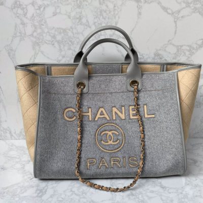 Alternative view of Wholesale Luxury Chanel Wool Felt Deauville Shopping Bag A60598 Grey