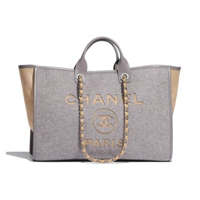 Wholesale Luxury Chanel Wool Felt Deauville Shopping Bag A60598 Grey