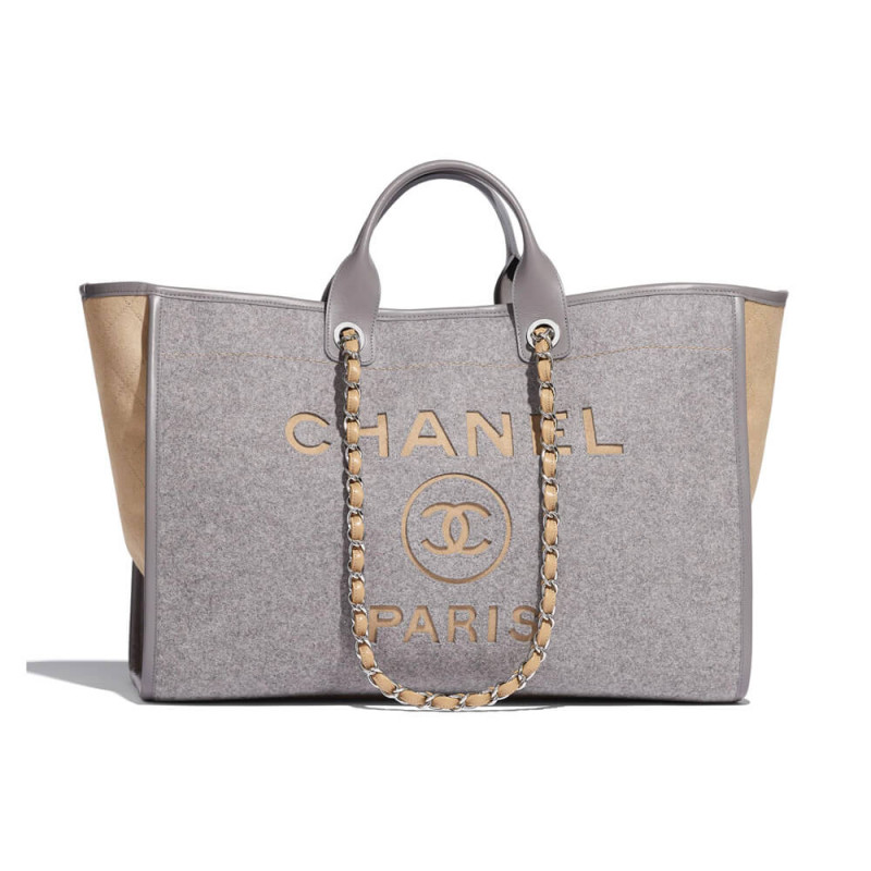 Wholesale Luxury Chanel Wool Felt Deauville Shopping Bag A60598 Grey