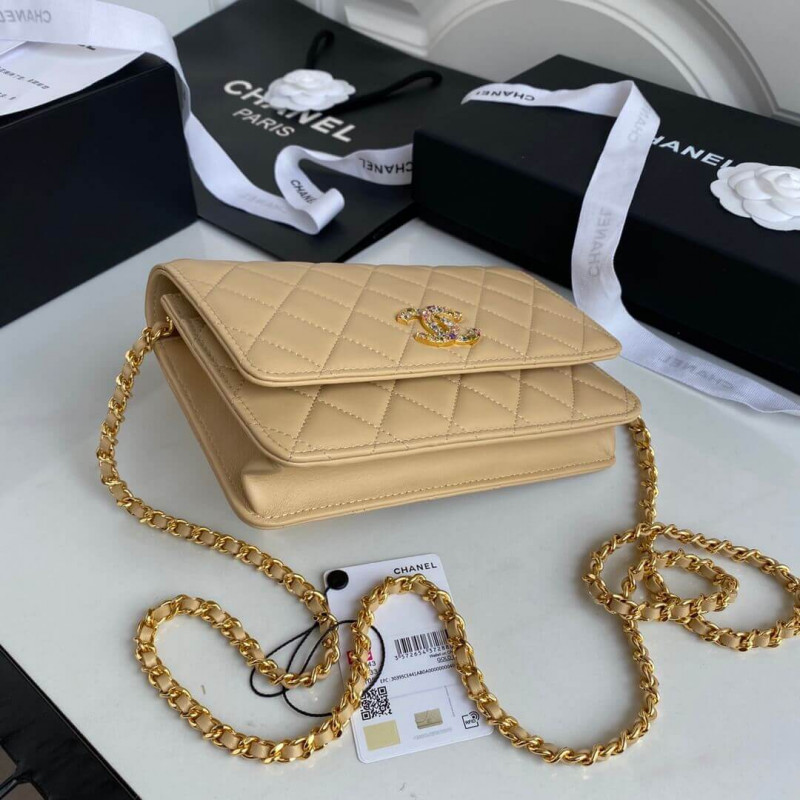 Wholesale Luxury Chanel Zirconium Crystal Cc Logo Wallet On Chain Ap1943 - Image 4