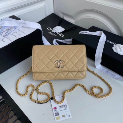 Wholesale Luxury Chanel Zirconium Crystal Cc Logo Wallet On Chain Ap1943
