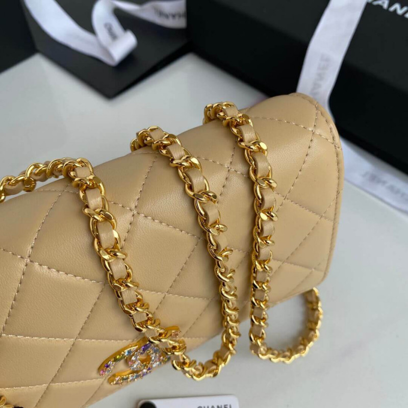 Wholesale Luxury Chanel Zirconium Crystal Cc Logo Wallet On Chain Ap1943 - Image 6