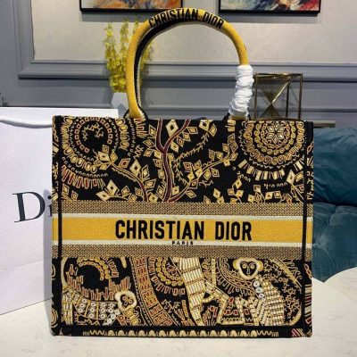 Wholesale Luxury Christian Dior Animals Monkey Embroidered Book Tote M1286 Brown