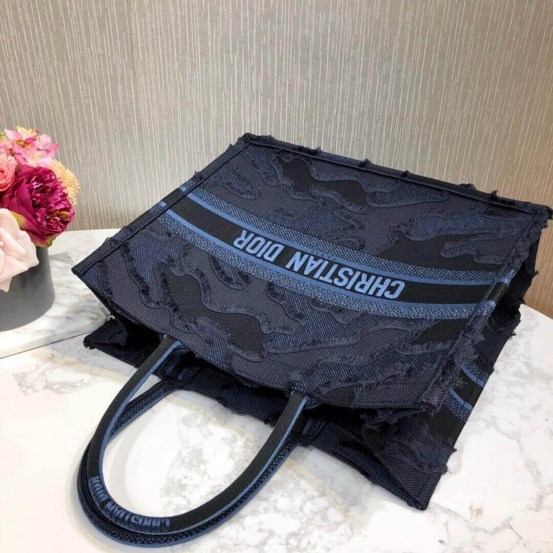 Wholesale Luxury Christian Dior Book Tote Blue Camouflage Embroidery M1286 - Image 7