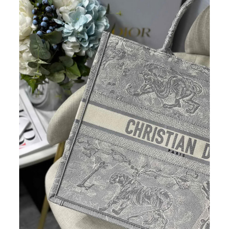 Wholesale Luxury Christian Dior Book Tote Grey Toile De Jouy Bag M1286 - Image 4
