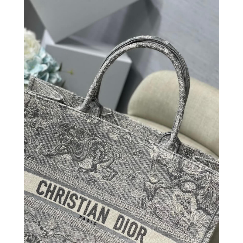 Wholesale Luxury Christian Dior Book Tote Grey Toile De Jouy Bag M1286 - Image 5