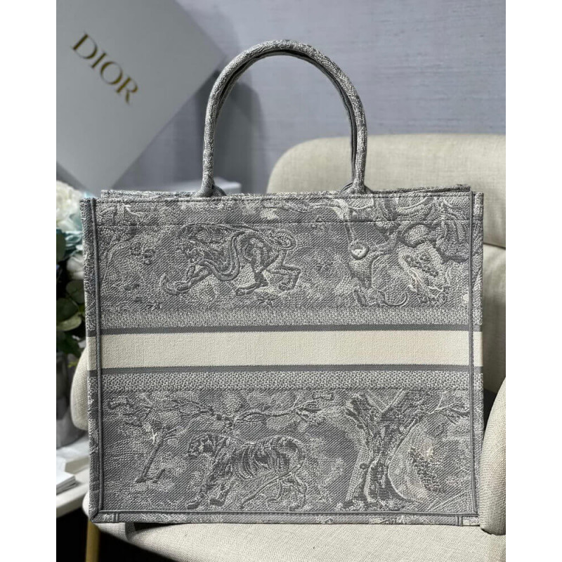 Wholesale Luxury Christian Dior Book Tote Grey Toile De Jouy Bag M1286 - Image 6