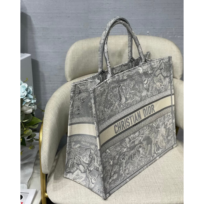 Wholesale Luxury Christian Dior Book Tote Grey Toile De Jouy Bag M1286 - Image 7