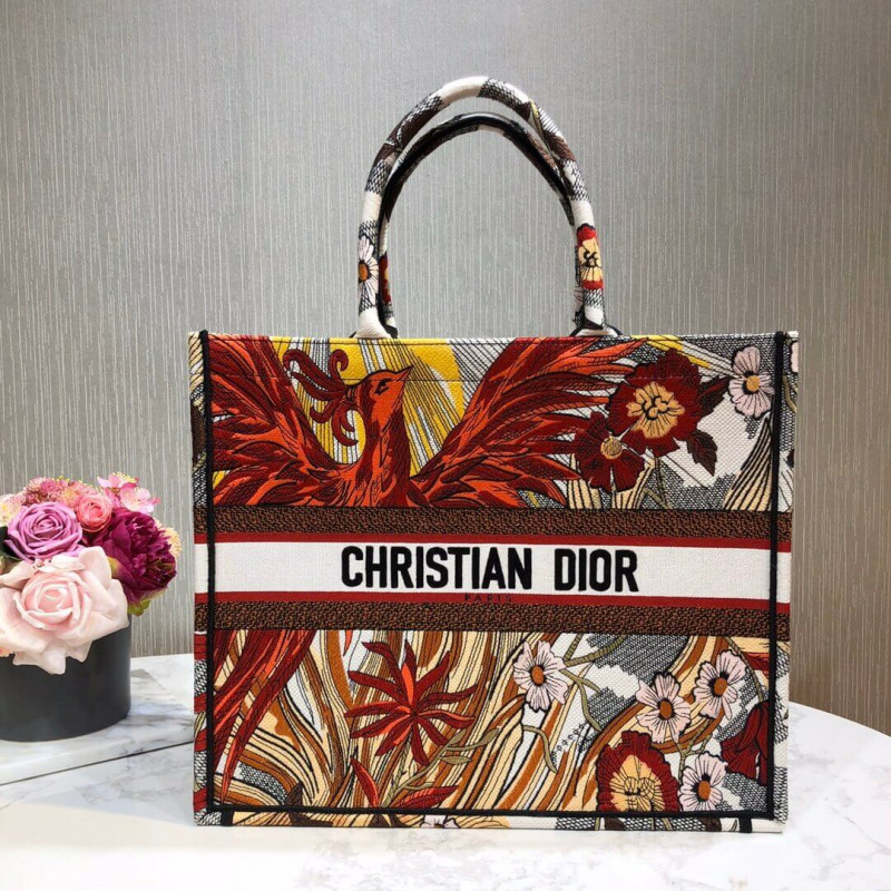 Wholesale Luxury Christian Dior Book Tote Multicolor Phoenix Embroidery M1286