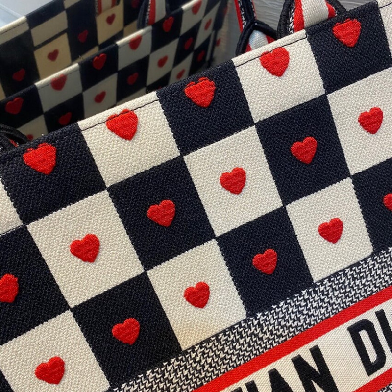 Wholesale Luxury Christian Dior Dioramour Book Tote D-Chess Heart Embroidery M1286 - Image 4