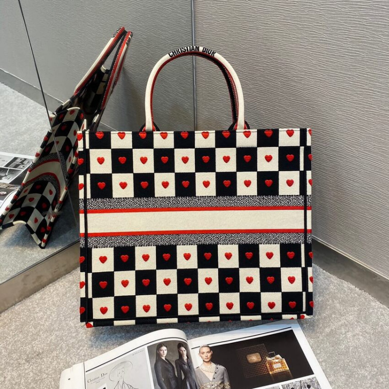 Wholesale Luxury Christian Dior Dioramour Book Tote D-Chess Heart Embroidery M1286 - Image 6