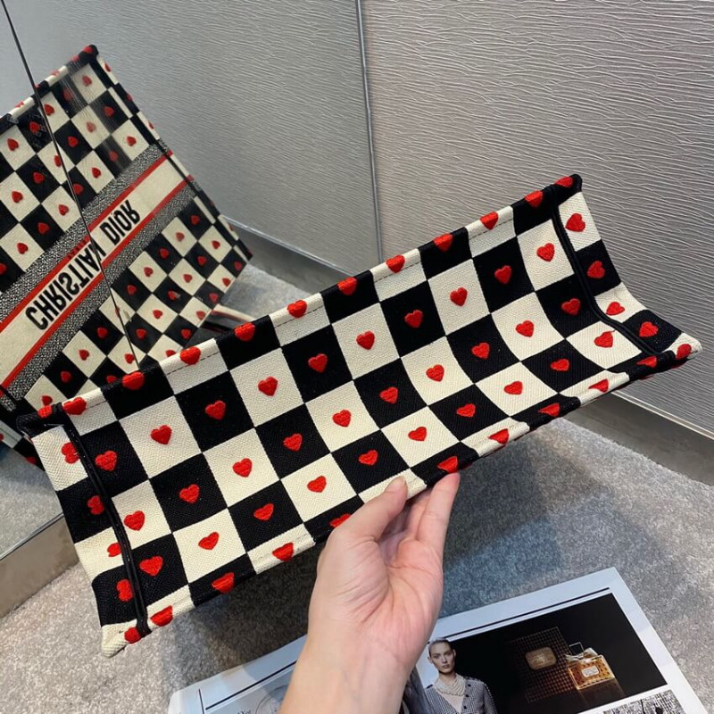 Wholesale Luxury Christian Dior Dioramour Book Tote D-Chess Heart Embroidery M1286 - Image 7