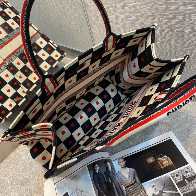 Wholesale Luxury Christian Dior Dioramour Book Tote D-Chess Heart Embroidery M1286 - Image 9