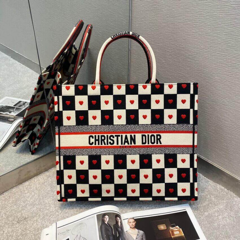 Wholesale Luxury Christian Dior Dioramour Book Tote D-Chess Heart Embroidery M1286