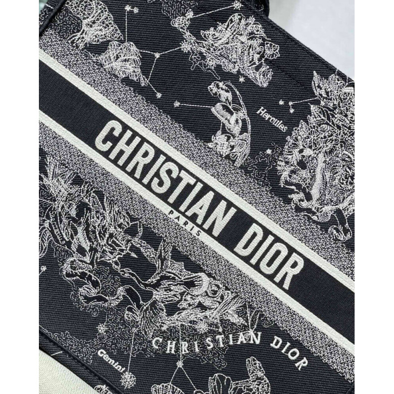 Wholesale Luxury Christian Dior Large Book Tote Black Toile De Jouy Zodiac Embroidery M1286 - Image 3