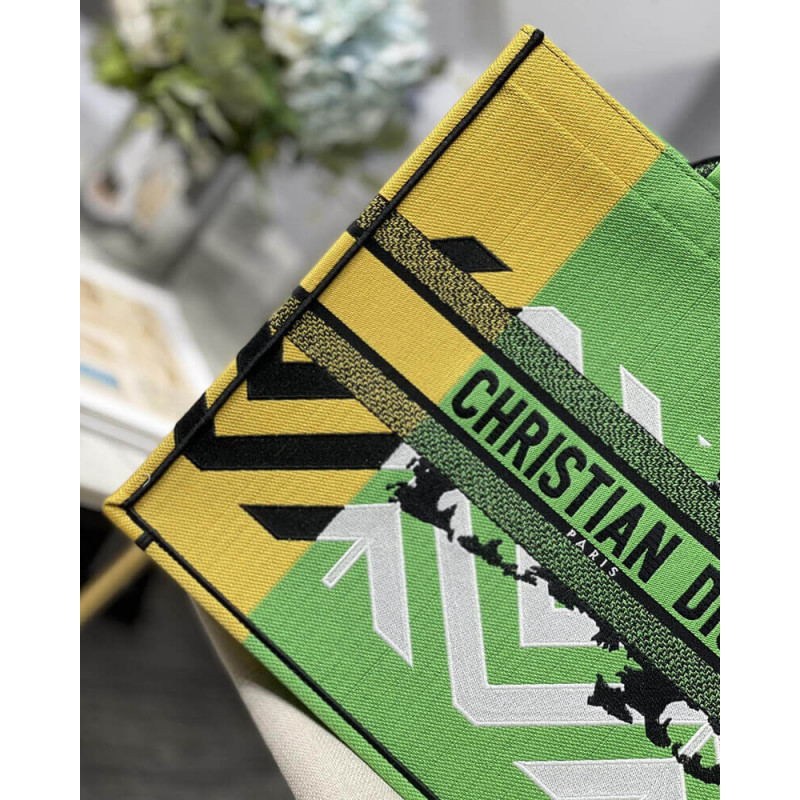 Wholesale Luxury Christian Dior Large Book Tote Bright Green And Orange D-Jungle Pop Embroidery M1286 - Image 5