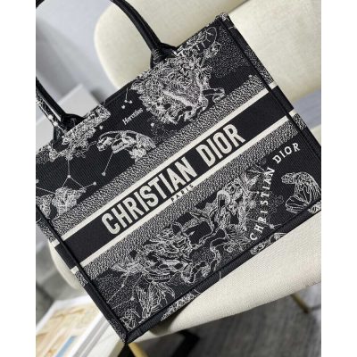 Alternative view of Wholesale Luxury Christian Dior Medium Book Tote Black Toile De Jouy Zodiac Embroidery M1296