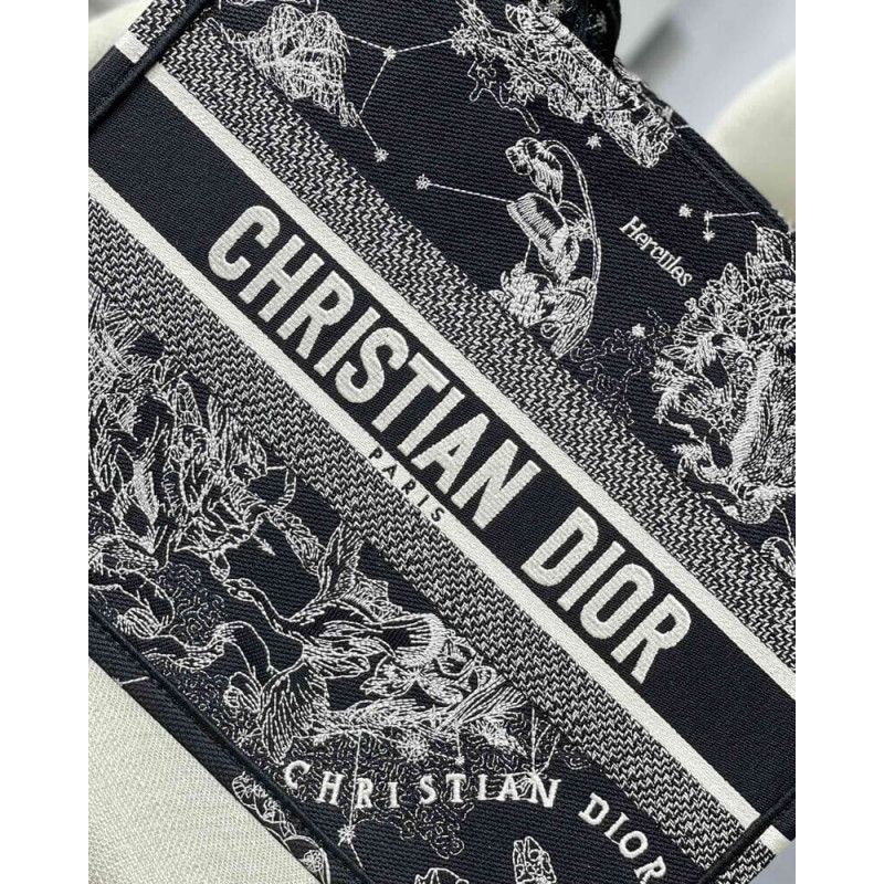 Wholesale Luxury Christian Dior Medium Book Tote Black Toile De Jouy Zodiac Embroidery M1296 - Image 3