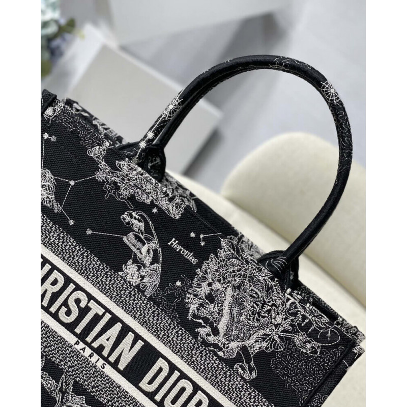Wholesale Luxury Christian Dior Medium Book Tote Black Toile De Jouy Zodiac Embroidery M1296 - Image 4