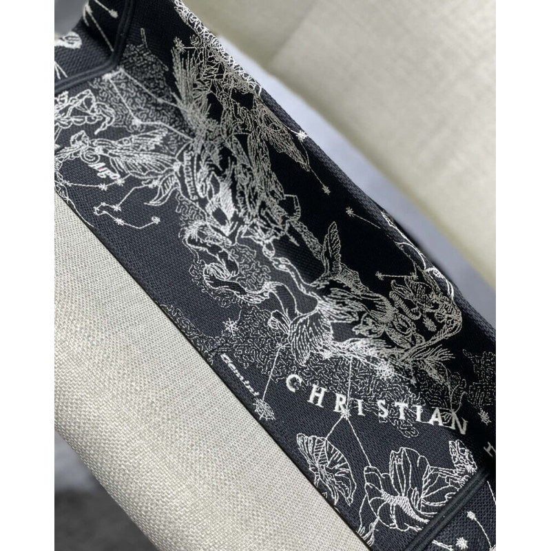 Wholesale Luxury Christian Dior Medium Book Tote Black Toile De Jouy Zodiac Embroidery M1296 - Image 8