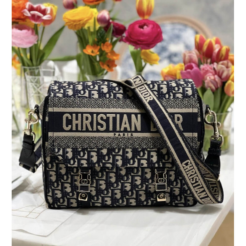Wholesale Luxury Christian Dior Medium Diorcamp Bag Blue Oblique Embroidery M1240 - Image 2