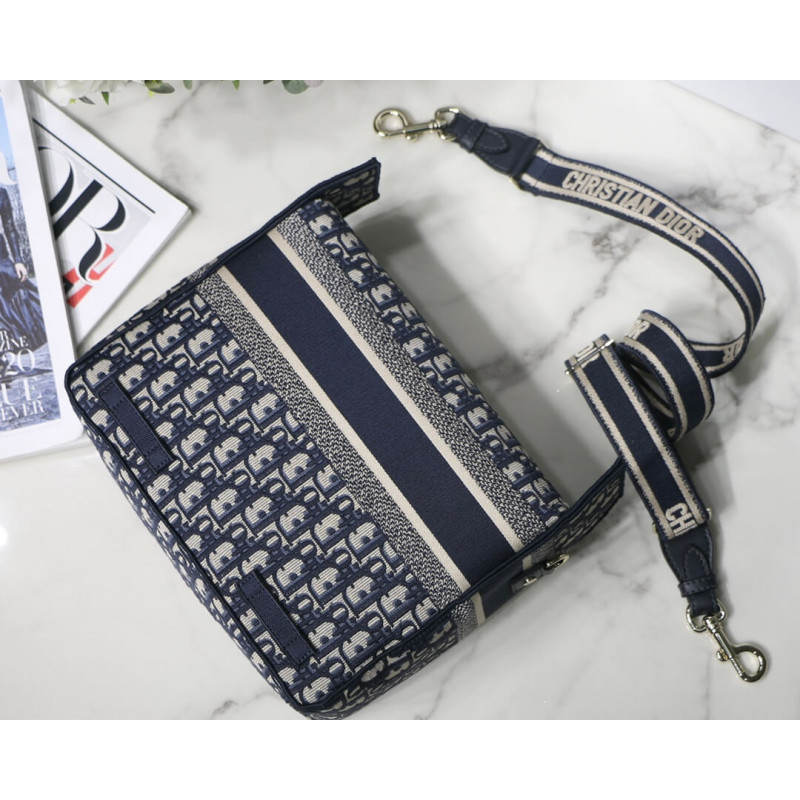 Wholesale Luxury Christian Dior Medium Diorcamp Bag Blue Oblique Embroidery M1240 - Image 11