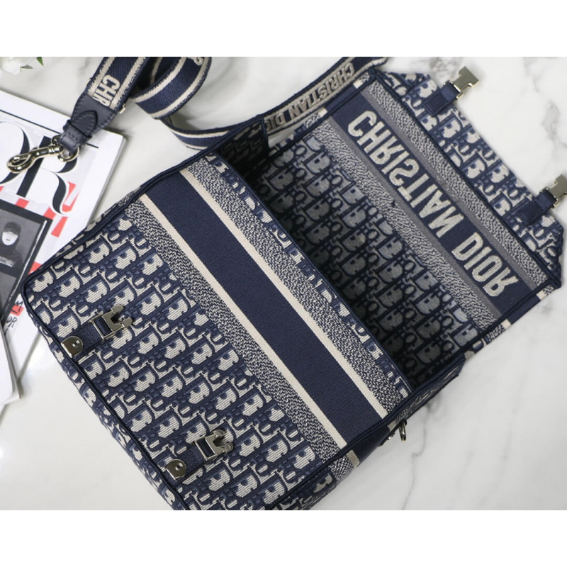 Wholesale Luxury Christian Dior Medium Diorcamp Bag Blue Oblique Embroidery M1240 - Image 14