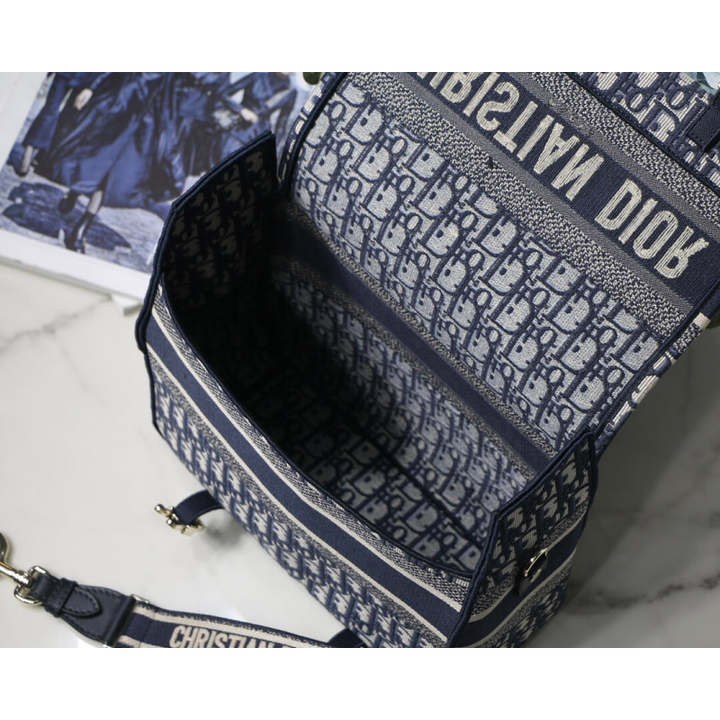 Wholesale Luxury Christian Dior Medium Diorcamp Bag Blue Oblique Embroidery M1240 - Image 15