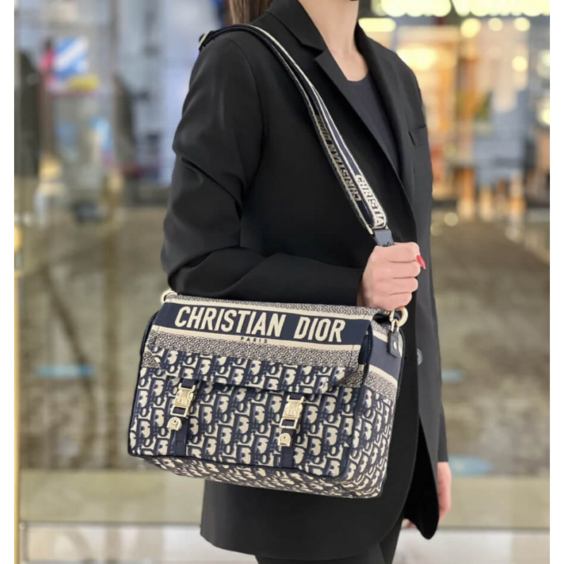 Wholesale Luxury Christian Dior Medium Diorcamp Bag Blue Oblique Embroidery M1240 - Image 3