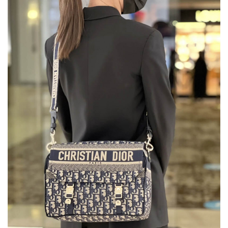 Wholesale Luxury Christian Dior Medium Diorcamp Bag Blue Oblique Embroidery M1240 - Image 4