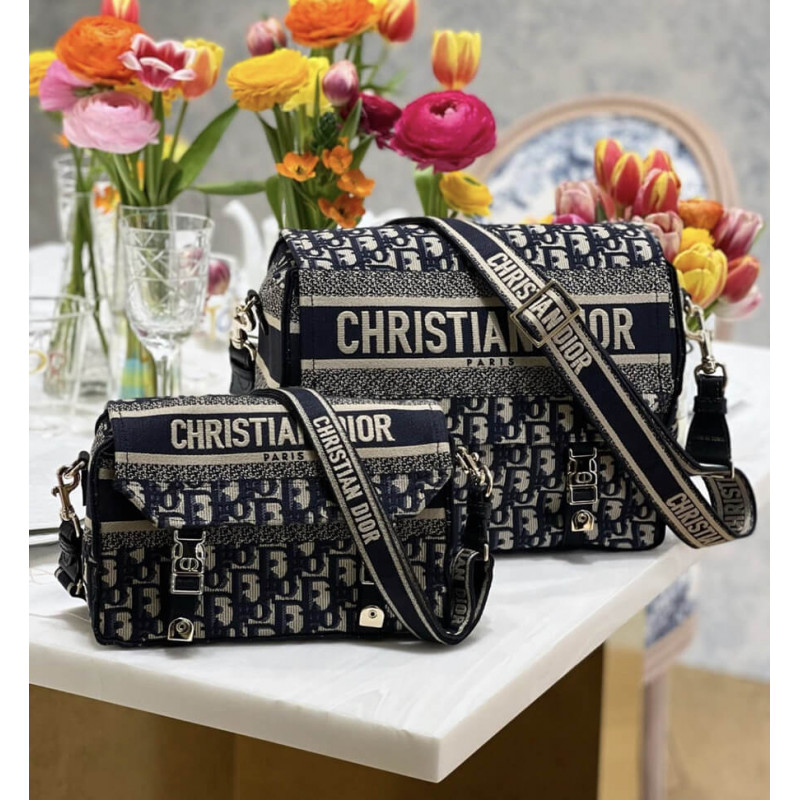 Wholesale Luxury Christian Dior Medium Diorcamp Bag Blue Oblique Embroidery M1240 - Image 6