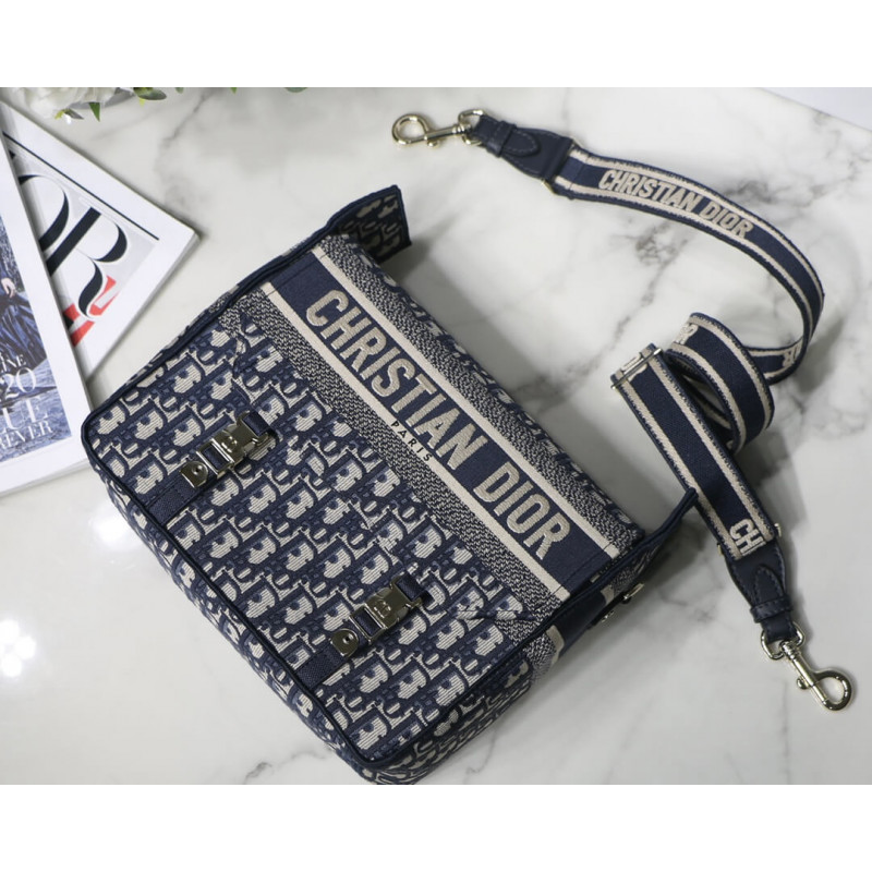 Wholesale Luxury Christian Dior Medium Diorcamp Bag Blue Oblique Embroidery M1240 - Image 7