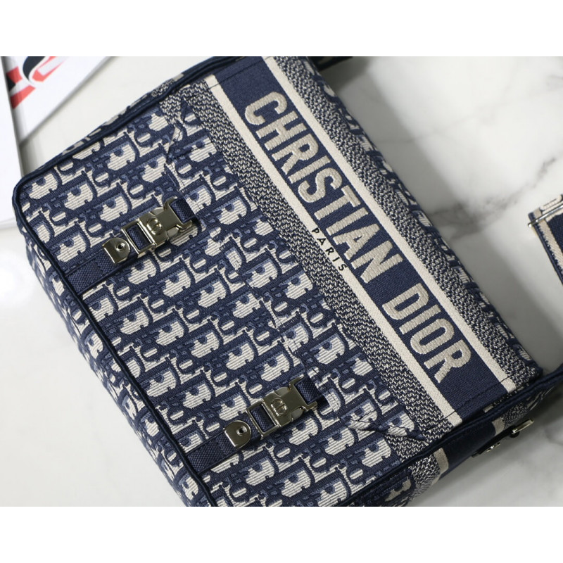 Wholesale Luxury Christian Dior Medium Diorcamp Bag Blue Oblique Embroidery M1240 - Image 8