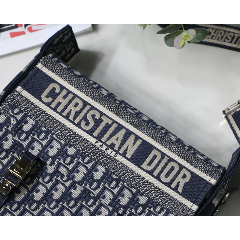Wholesale Luxury Christian Dior Medium Diorcamp Bag Blue Oblique Embroidery M1240 - Image 9
